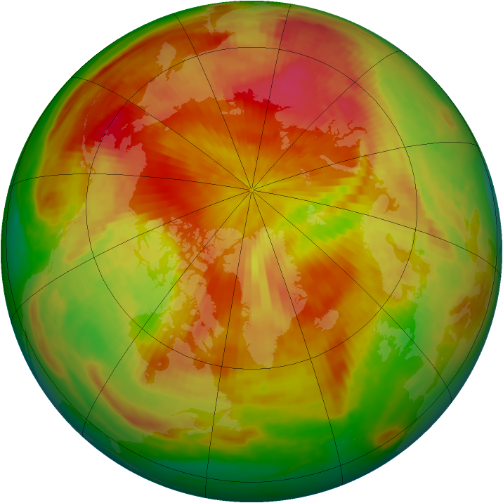 Arctic ozone map for 20 April 1984